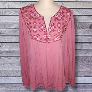 Nurture  by Westbound BOHO  Embroidered Peasant Top